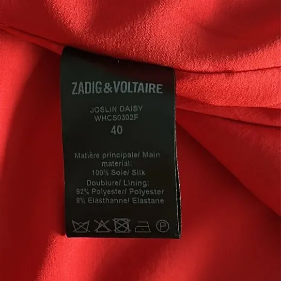 Zadig & Voltaire Joslin Daisy Red Silk Floral Skirt Size 40EU/8US Lace Trim Boho - Picture 10 of 13